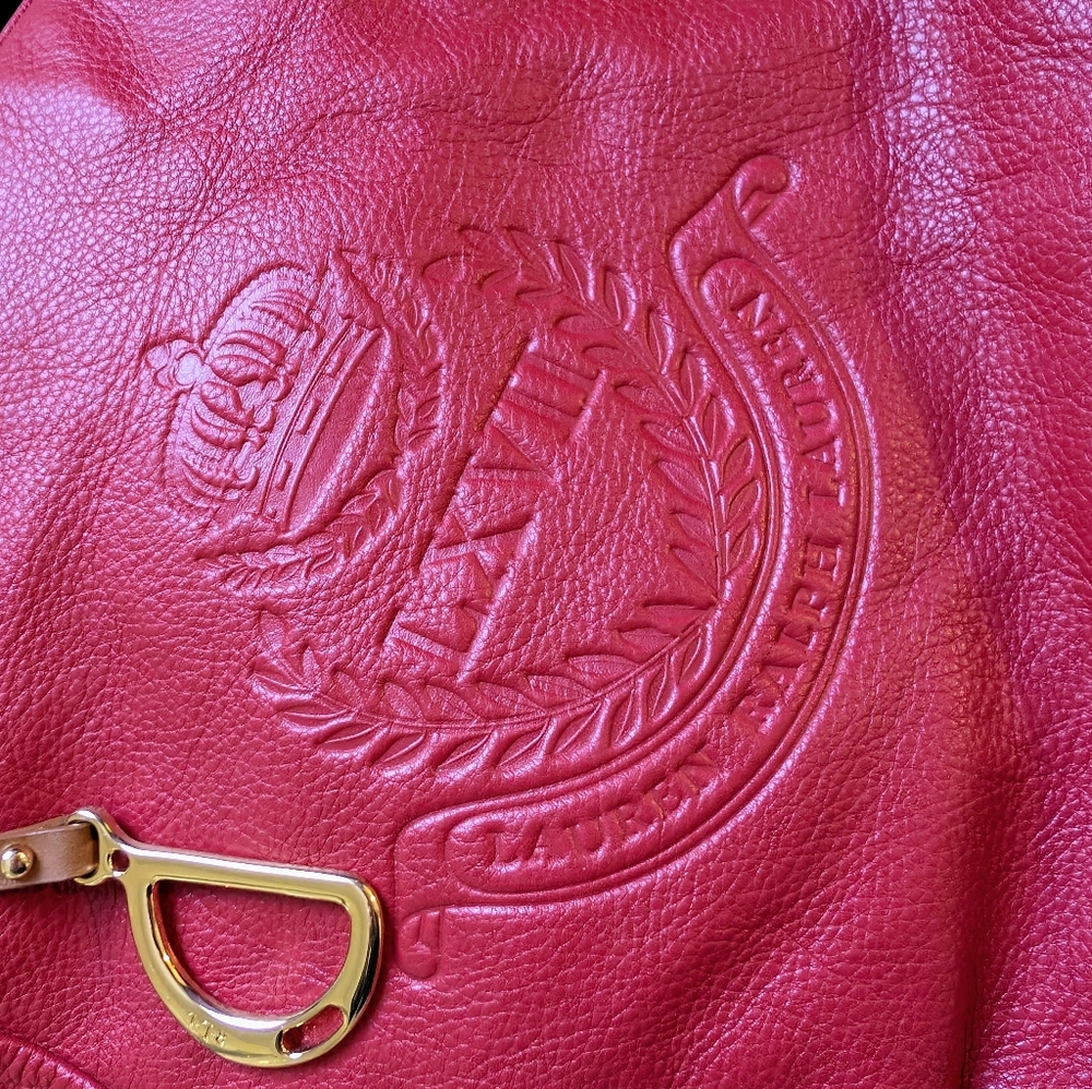 Lauren Ralph Lauren Red Leather Classic Premium Bag - Picture 10 of 11
